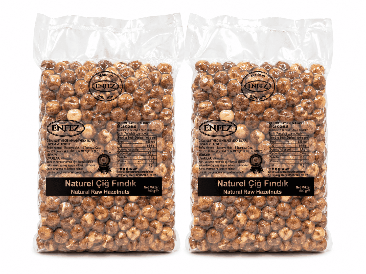 Çiğ Fındık Natürel 500 gr