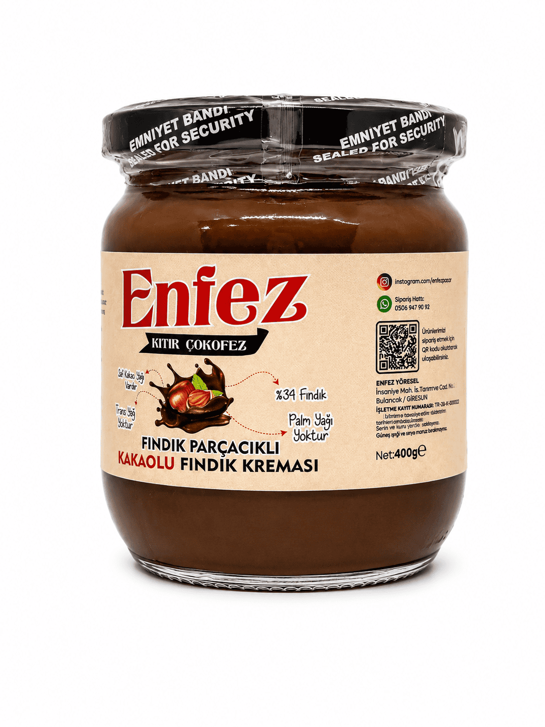 Fındık Parçacıklı Kıtır Çokofez Kakaolu Fındık Kreması 400gr
