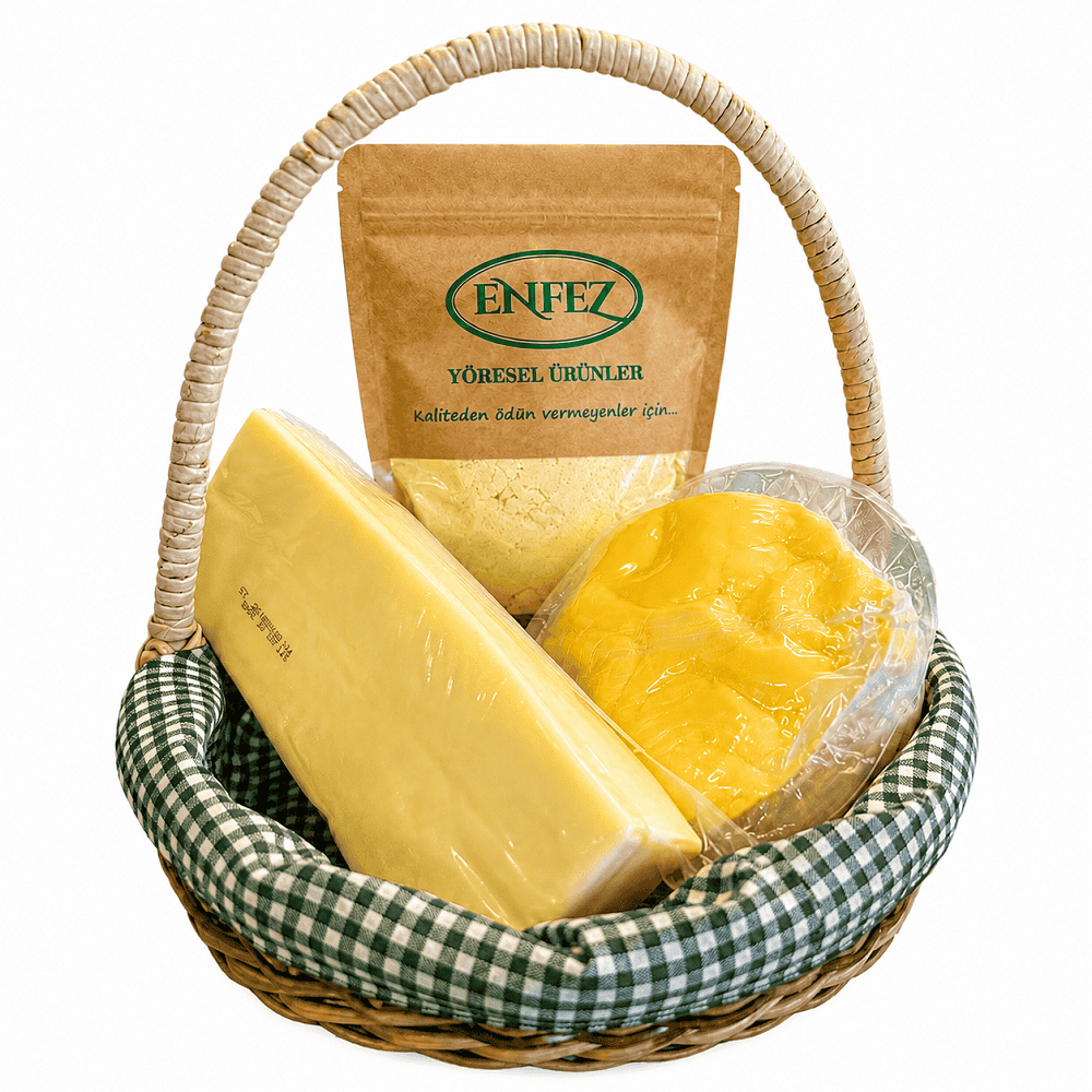Kuymak ve Muhlama Seti 1 kg Tereyağı + 1 kg telli kaşar peynir + 500 gr mısır unu